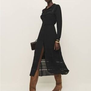 Reformation Kristen Dress Long Sleeve Black Midi